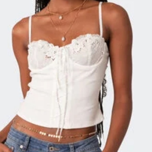 Nwt Edikted White Lace Fairy Corset Top - Picture 3 of 6